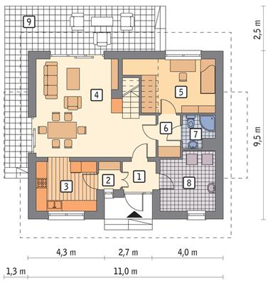 RZUT PARTERU POW. 60,0 m²