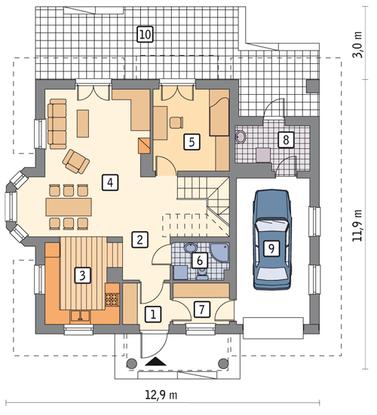 RZUT PARTERU POW. 66,2 m²