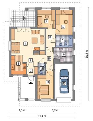 RZUT PARTERU POW. 98,8 m²